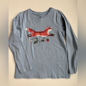 Tea Collection Blue and Red Fox Graphic Long Sleeve Tee